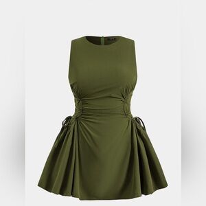 Plus Size Knotted Zipper Sleeveless Mini Dress